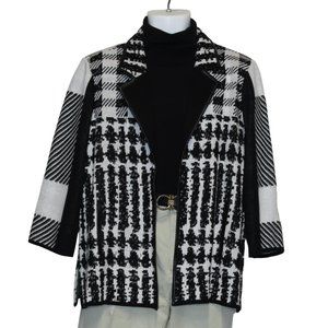 NWT Ming Wang Black & White Collared Sweater Jacket (0X)